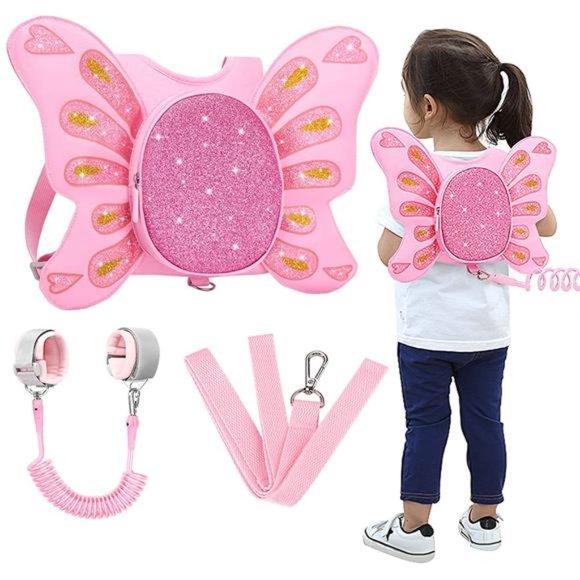 Accmor Toddler Leash Harness, Bling Butterfly Kids with Anti Lost Wrist Link